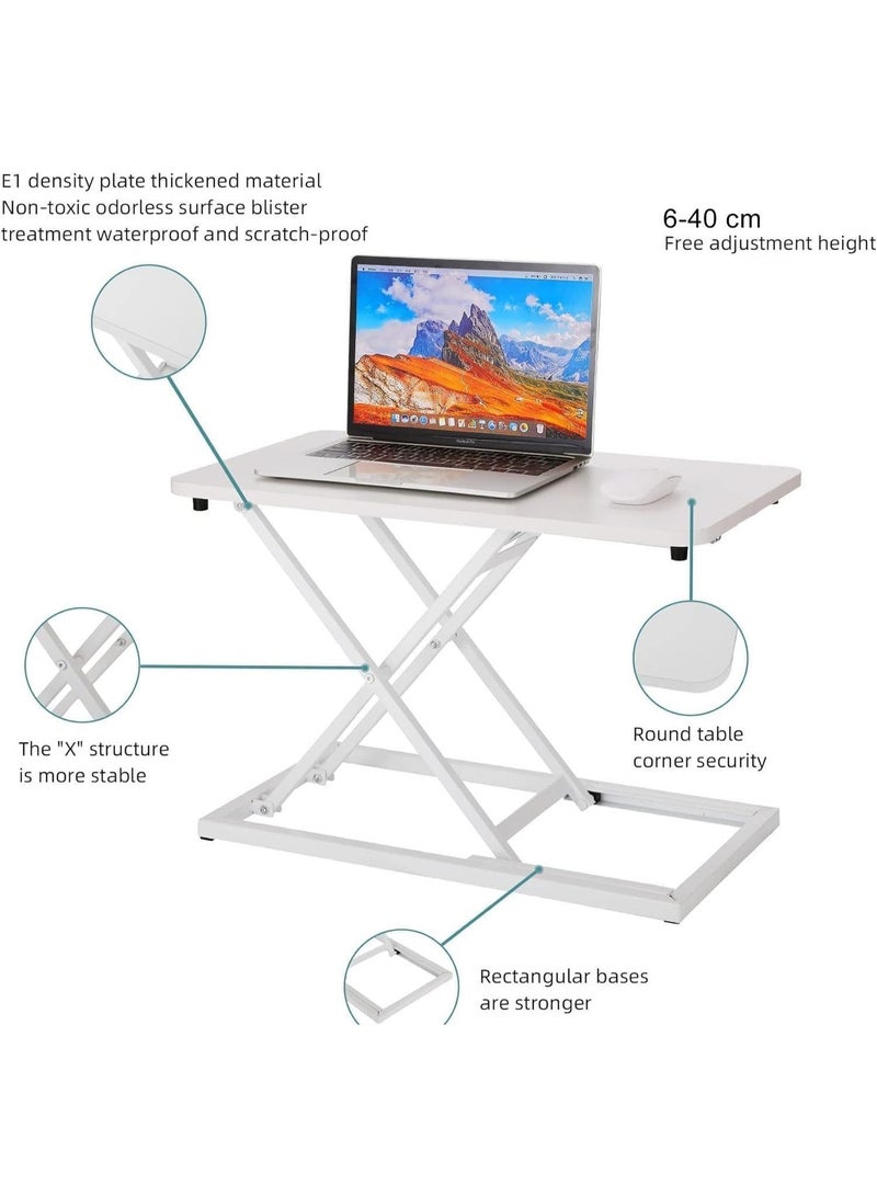 YOUWE7 Ultra-Slim Single Top Height Adjustable Standing Desk Riser, Compact Sit Stand Desktop Converter for Laptop and Single Monitor Workstation Office Use - Image 4