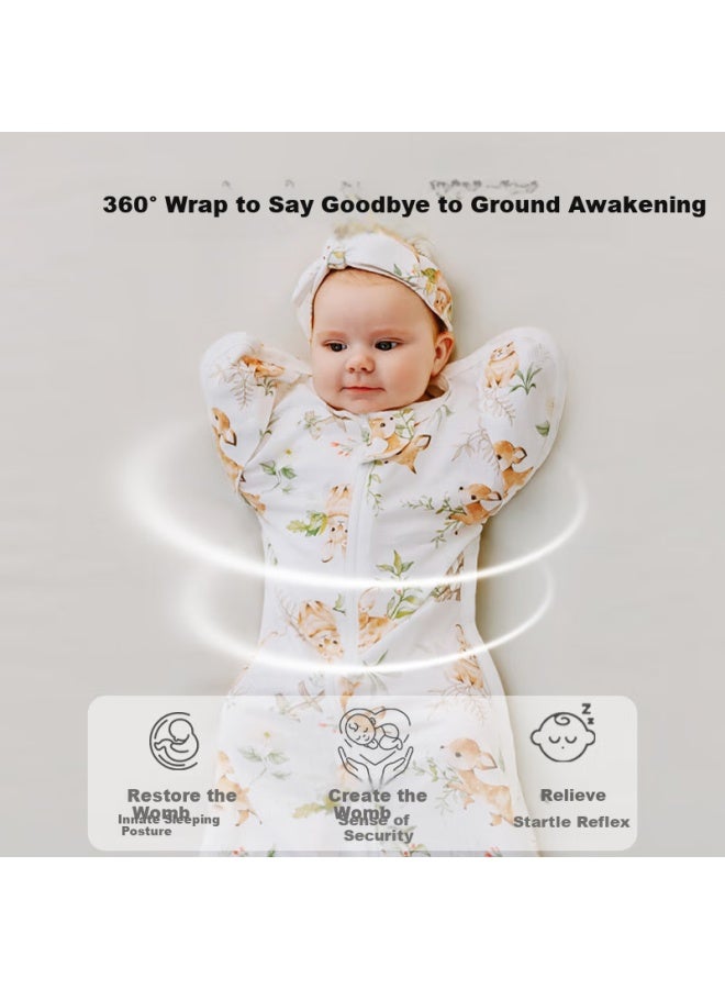 Ouyun Bamboo Cotton Baby Sleeping Bag, Surrender-style Anti-startle Sleeping Bag, Spring And Summer Swaddle Wrap, Little Rabbit And Deer, 72*28 - Image 5