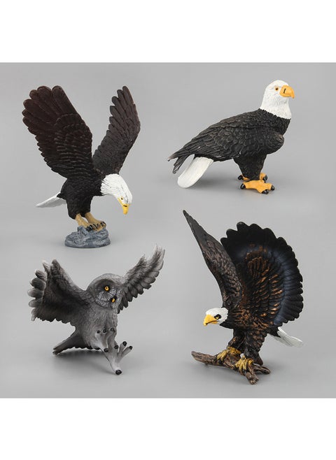 Simulation Bird Bird Model Ornaments Toy Bald Eagle Owl Eagle Wild Animal Raptor Outfit-Color:Complete Set Of 4 146g