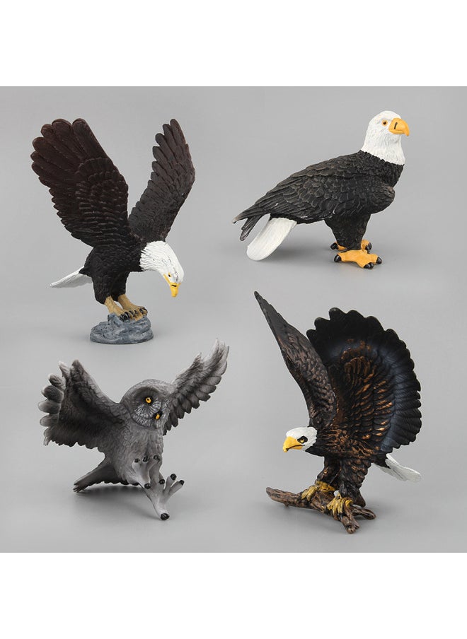 null - Simulation Bird Bird Model Ornaments Toy Bald Eagle Owl Eagle Wild Animal Raptor Outfit-Color:Complete Set Of 4 146g - Image 1