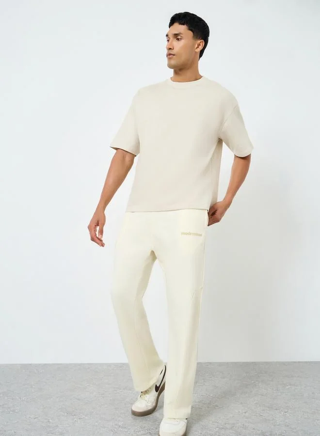 Men Seam Panel Oversized Fleece Joggers