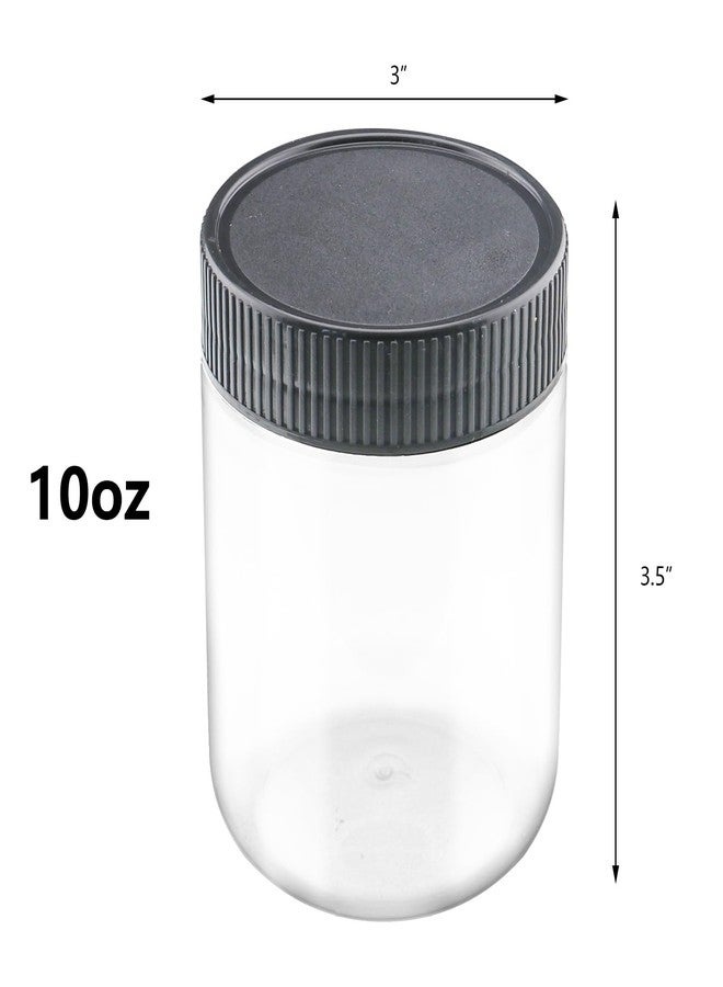 FEOOWV 10 Oz Clear Plastic Jars with Black Lids Refillable Kitchen Storage Containers for Dry Food Coffee Nuts and More (4), Clear+Black - Image 2