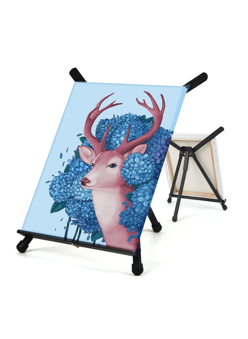 SYOSI Aluminum 15" to 21" Tabletop Easel Display, Black Tripod with Rubber Feet, Black Steel Small Desktop Easel Stand, Holds Canvas, Paintings, Books, Photos, Signs - Image 2