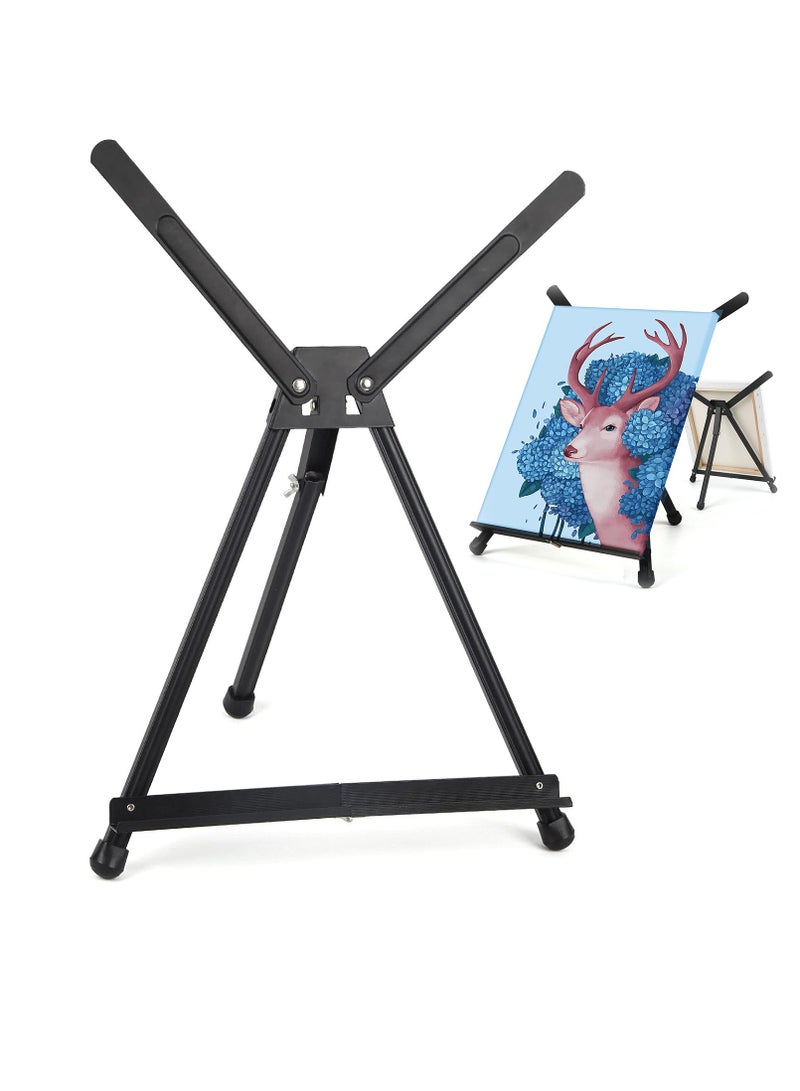 SYOSI Aluminum 15" to 21" Tabletop Easel Display, Black Tripod with Rubber Feet, Black Steel Small Desktop Easel Stand, Holds Canvas, Paintings, Books, Photos, Signs - Image 1