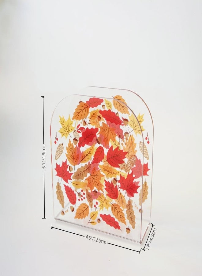 Yeaco Acrylic Transparent Crystal Decorative Autumn/Fall Maple Theme Tabletop Napkin Holder For Table/Freestanding Tissue Dispenser - Image 4