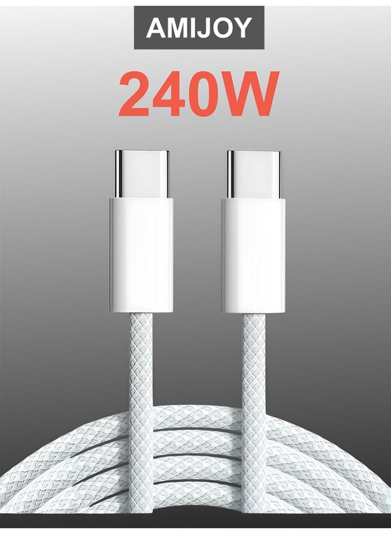 AMIJOY 240W USB C to USB C Cable 2M, Type C to Type C Fast Charging Cable Braided 48V 5A PD 3.1 for iPhone 17/16/15 Series, MacBook Pro Air M4 M3 M2 M1, iPad Pro, Samsung Galaxy S26/S25/S24 Series, Dell XPS - Image 1