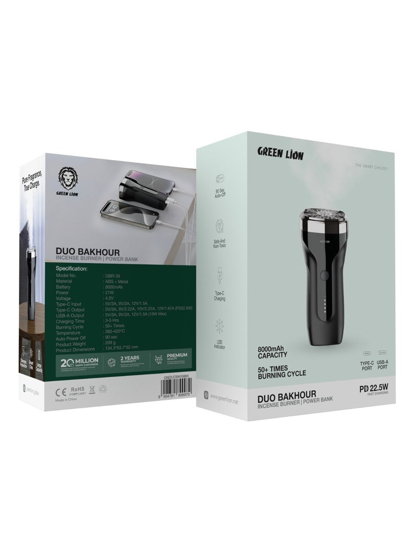 GREEN LION Pure Fragrance and Bakhour for Car and for Home/Office Incense Burner / Fast Charger 8000mAh Power Bank / Large Capacity Bukhour  / Auto Shut-Off / LED Indicator - Black - Image 5