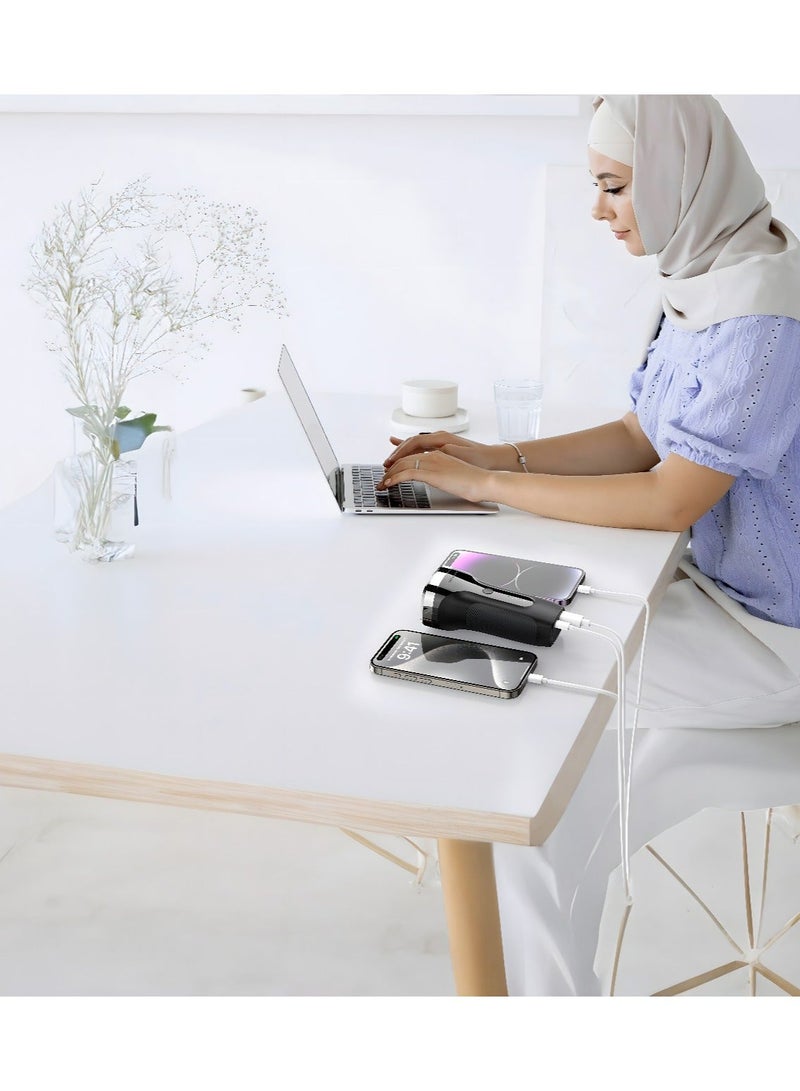 GREEN LION Pure Fragrance and Bakhour Incense Burner with 8000mAh Power Bank, Fast Charging, LED Indicator, 90 Sec Auto-Off, Type-C & USB-A Ports, for Car and for Home/Office - Black - Image 2