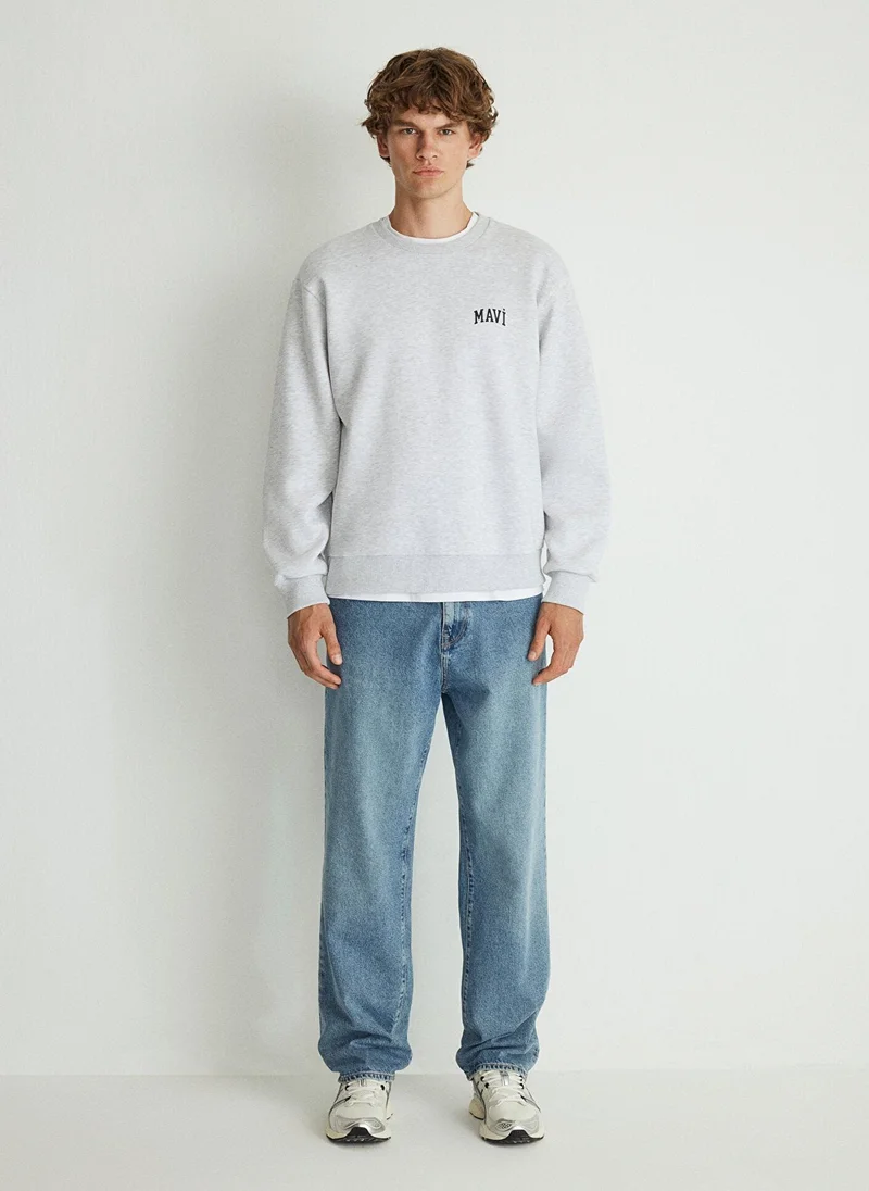 مافي MAVİ PRINTED SWEATSHIRT Snow Grey Melang