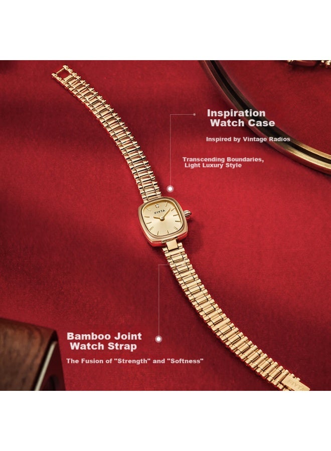 Fiyta City Series Little Gold Watch "xiao Long Nu" Quartz Watch With 12 Diamond Inlays Festival Gift For Women - Image 2