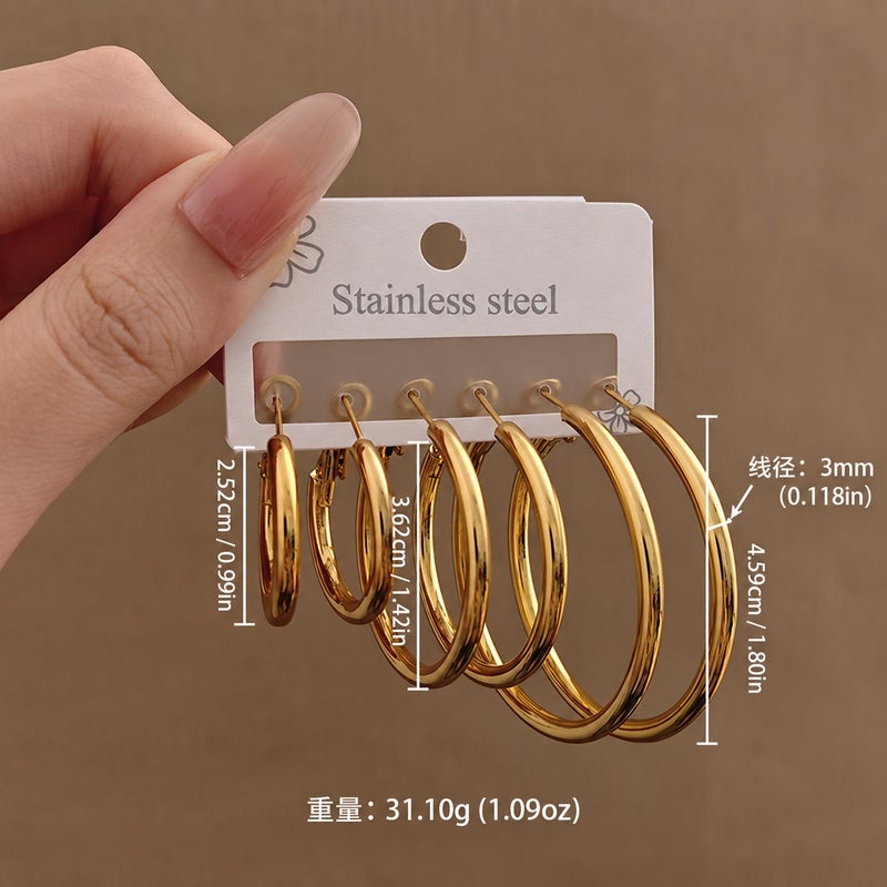 Geometric Stainless Steel Earrings - Bold, Fashionable, and Luxurious