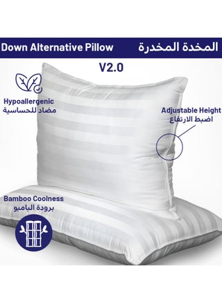 DrSleeep Luxury Adjustable Pillows with Zipper – Down Alternative Fill & 100% Bamboo Cooling Cover, Queen Size (Set of 2) – 1250g Fill, Customizable Firmness, Hypoallergenic, Ultra-Soft, Hotel Quality – White