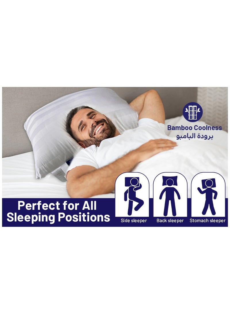 DrSleeep Luxury Adjustable Pillows with Zipper – Down Alternative Fill & 100% Bamboo Cooling Cover, Queen Size (Set of 2) – 1250g Fill, Customizable Firmness, Hypoallergenic, Ultra-Soft, Hotel Quality – White