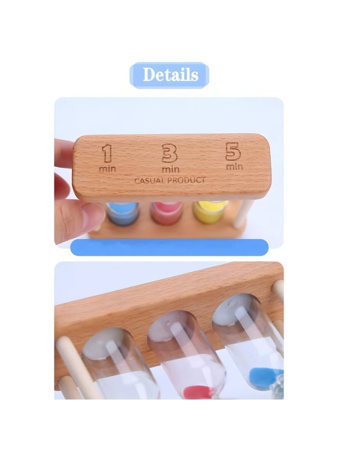 Hourglass Timer, Creative 1, 3, 5 Minute Wooden Sand Glass Hourglass Timer, Time Management Tools for Classroom, Mini Sand Clock Timer Small Table Decoration for Home Kitchen Office - Image 4