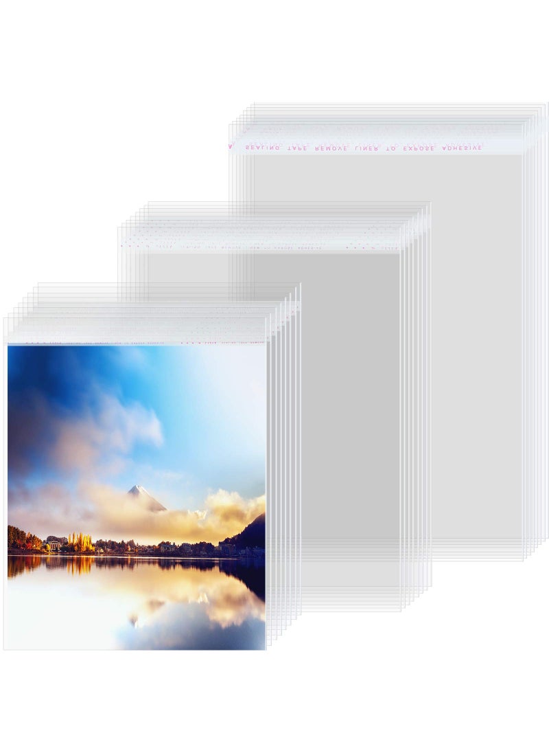 Zonon Zonon 60 Pieces Clear Cellophane Bags Self Sealing Clear Sleeves Transparent Sealing Bag for Art Print Photo Framing Mats and Craft Wrapping 5 x 7 Inch 8 x 10 Inch 11 x 14 Inch 