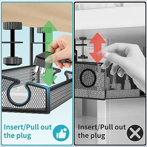 Kaiferty Under Desk Cable Management Tray Black, No Drill Desk Cable Wire Management Organizer with Clamp, PC Cord Organizer Accessories & Workspace for Office, Home - Image 4