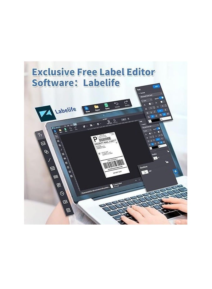 AIMO Bluetooth Thermal Printer- D520-BT Shipping Label Printer 4x6 Printer for Small Business & Packages/Barcode/Address/Postage Label - Image 4