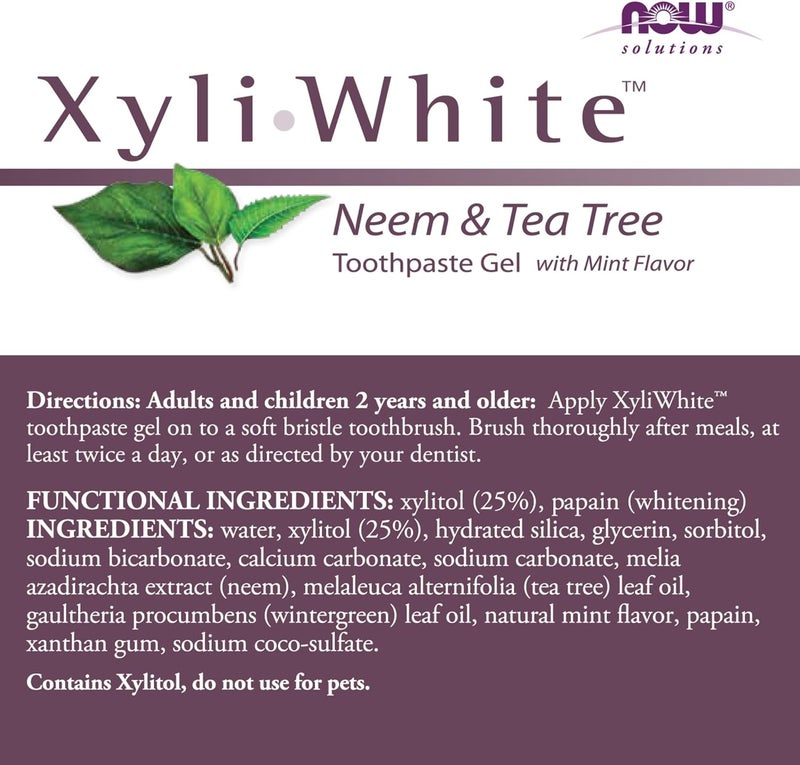 now Xyliwhite Neem and Tea Tree Toothpaste Gel with Mint Flavour 640 oz - Image 2