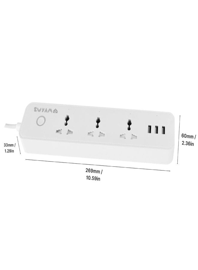 SWYAM لوحة تمديد كهربائية ذكية SWYAM® متوافقة مع Home Assistant | 3 منافذ ذكية + 3 منافذ USB | تحكم محلي عبر MQTT | لا حاجة إلى موزع | صنع في الهند | ضمان لمدة عام - Image 2