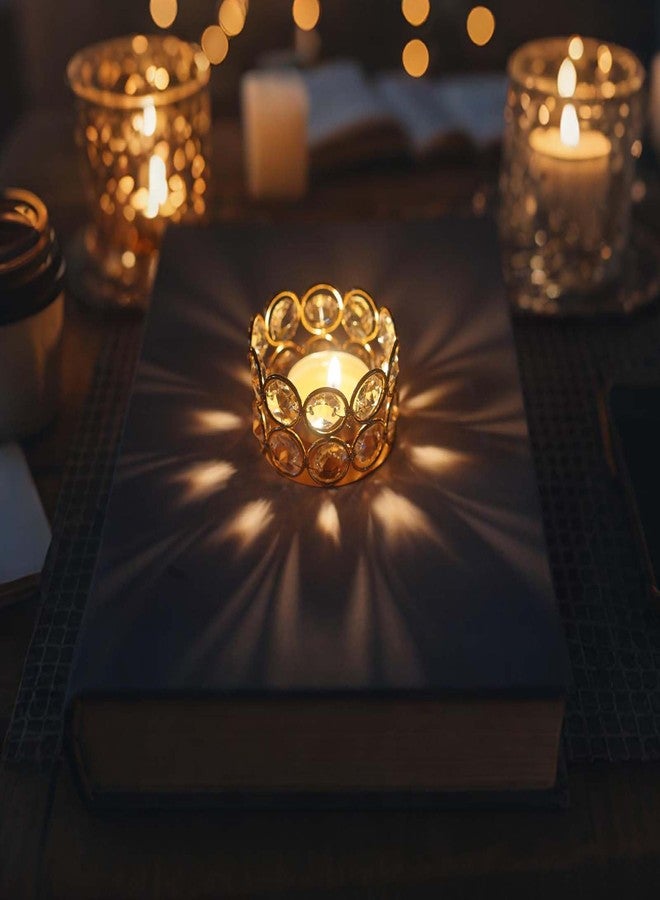 kolnlala 24 Pack Gold Metal Crystal Tea Light Candle Holders - 2.4"x1.6" Bulk Small Votive Candle Holders for Wedding, Home, Party Table Centerpiece Decorations - Image 5