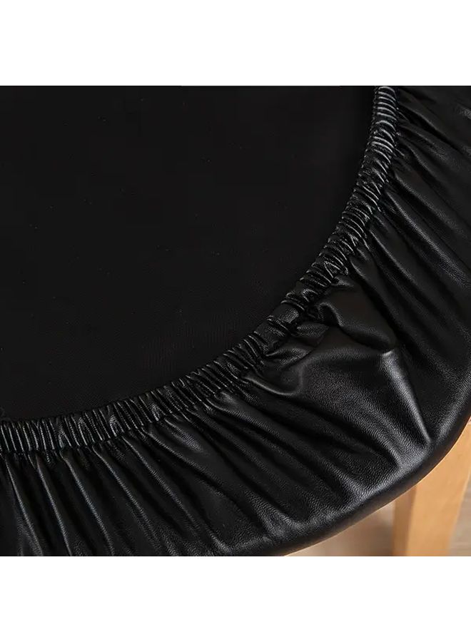 White PU Leather Stretch Chair Cover Elastic Band Machine Washable For Dining Home - Image 4