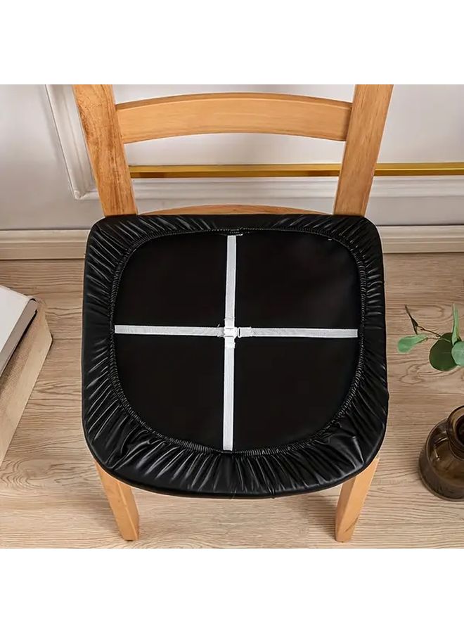 White PU Leather Stretch Chair Cover Elastic Band Machine Washable For Dining Home - Image 5