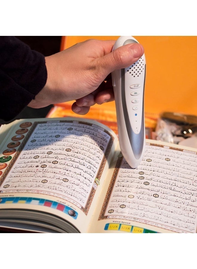 لاكوز قلم قارئ القرآن الإلكتروني القابل لإعادة الشحن مع مكبر صوت ومنفذ سماعة أذن، قلم قراءة القرآن الكريم الرقمي مع 19 قارئًا و25 ترجمة لغوية (صغير) - Image 1