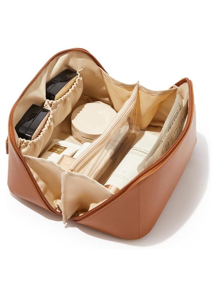 Generic - Travel Makeup Bag, Large Capacity Cosmetic Bags for Women,Waterproof Portable Pouch Open Flat Toiletry Bag Make up Organizer with Divider and Handle - Image 1