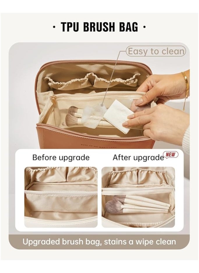 Generic - Travel Makeup Bag, Large Capacity Cosmetic Bags for Women,Waterproof Portable Pouch Open Flat Toiletry Bag Make up Organizer with Divider and Handle - Image 1