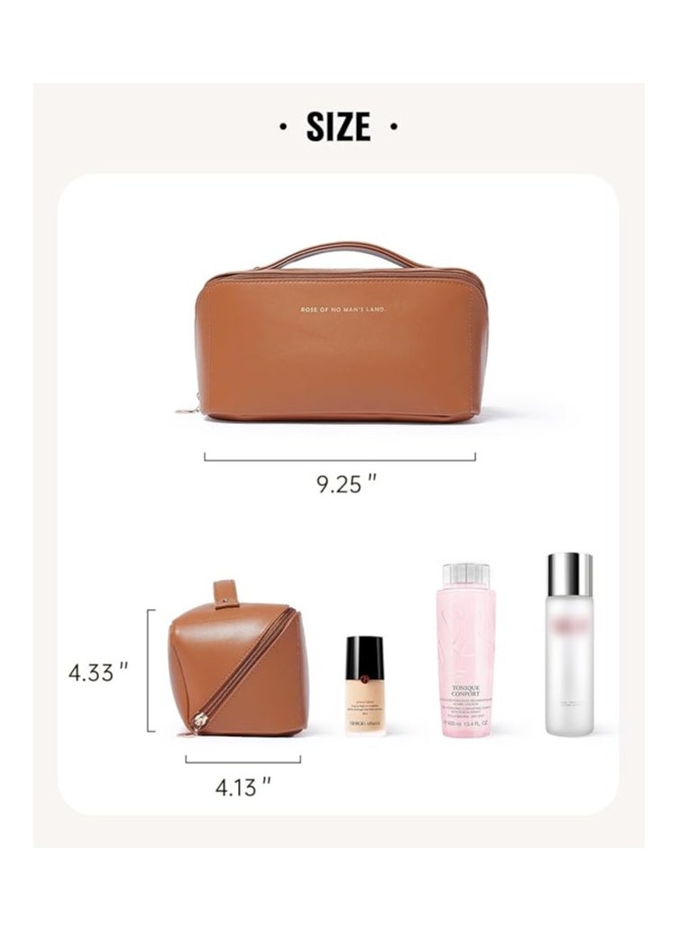 Generic - Travel Makeup Bag, Large Capacity Cosmetic Bags for Women,Waterproof Portable Pouch Open Flat Toiletry Bag Make up Organizer with Divider and Handle - Image 1