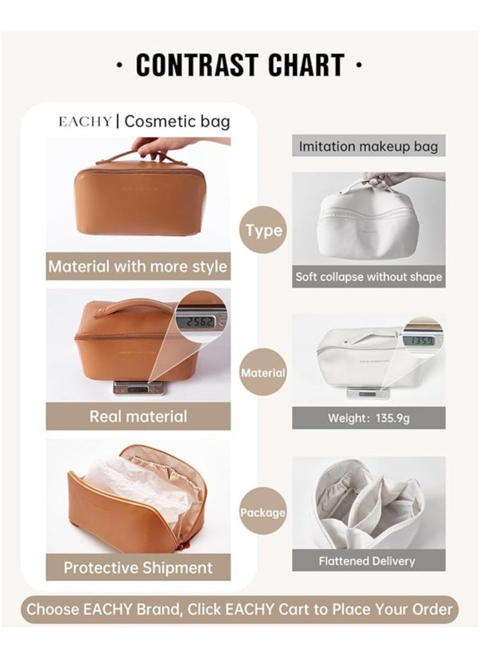 Generic - Travel Makeup Bag, Large Capacity Cosmetic Bags for Women,Waterproof Portable Pouch Open Flat Toiletry Bag Make up Organizer with Divider and Handle - Image 1