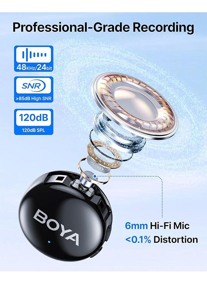 BOYA BOYALINK 3 Wireless Lavalier Microphone for iPhone/Android/Camera/PC/Tablets,AI Noise Cancellation, 48kHz/24Bit Studio Sound,APP Control, 984ft 30h Battery with Charging Case for Vlogging Interview  - Image 5