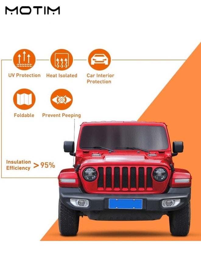 Motim - Car Windshield Sunshade for Jeep Wrangler JL , 2018 to 2022,  Aluminum Foil 3 Layers Laminate Structure, UV Rays and Heat Protector Sun Visor, Super Insulation, Keep Your Vehicle Cool - Image 1
