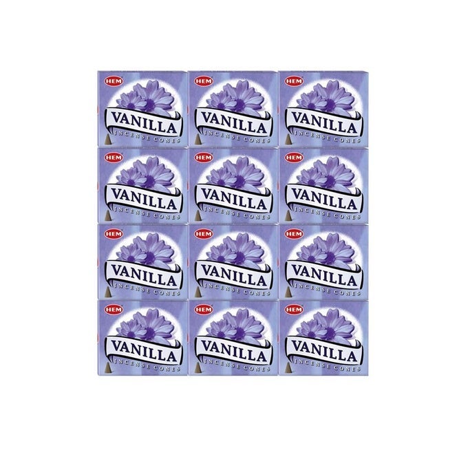 Vanilla Case of 12 Boxes 10 Cones Each HEM Incense From India
