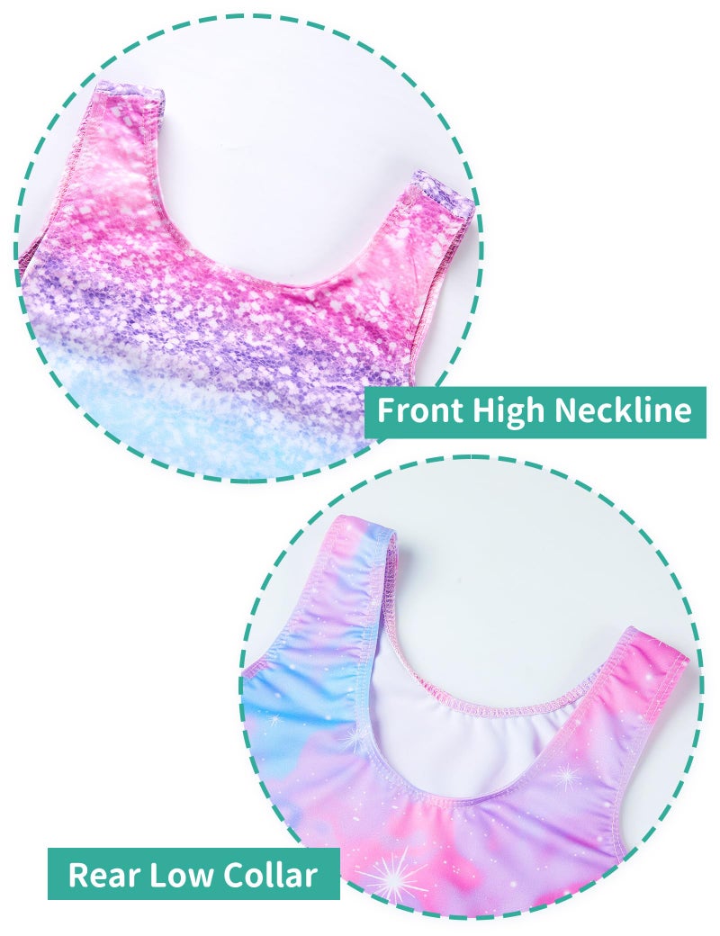 Nymphperi Girls Gymnastics Leotards 2 Pack Rainbow Dot Biketards Pink Tie Dye Outfits Size 6-7 Years Old for Children Swim - Image 3