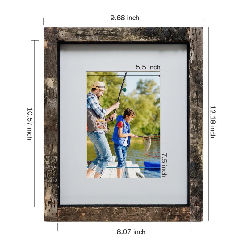 Eosglac Rustic 8.5x11 إطار الصورة إطارات الصور الخشبية 8.5x11 مصحوبة إلى 6x8 مع تركيب لحاء البتولا الطبيعي أو عرض الجدول لمكتب ديكور معرض الجدار - Image 4