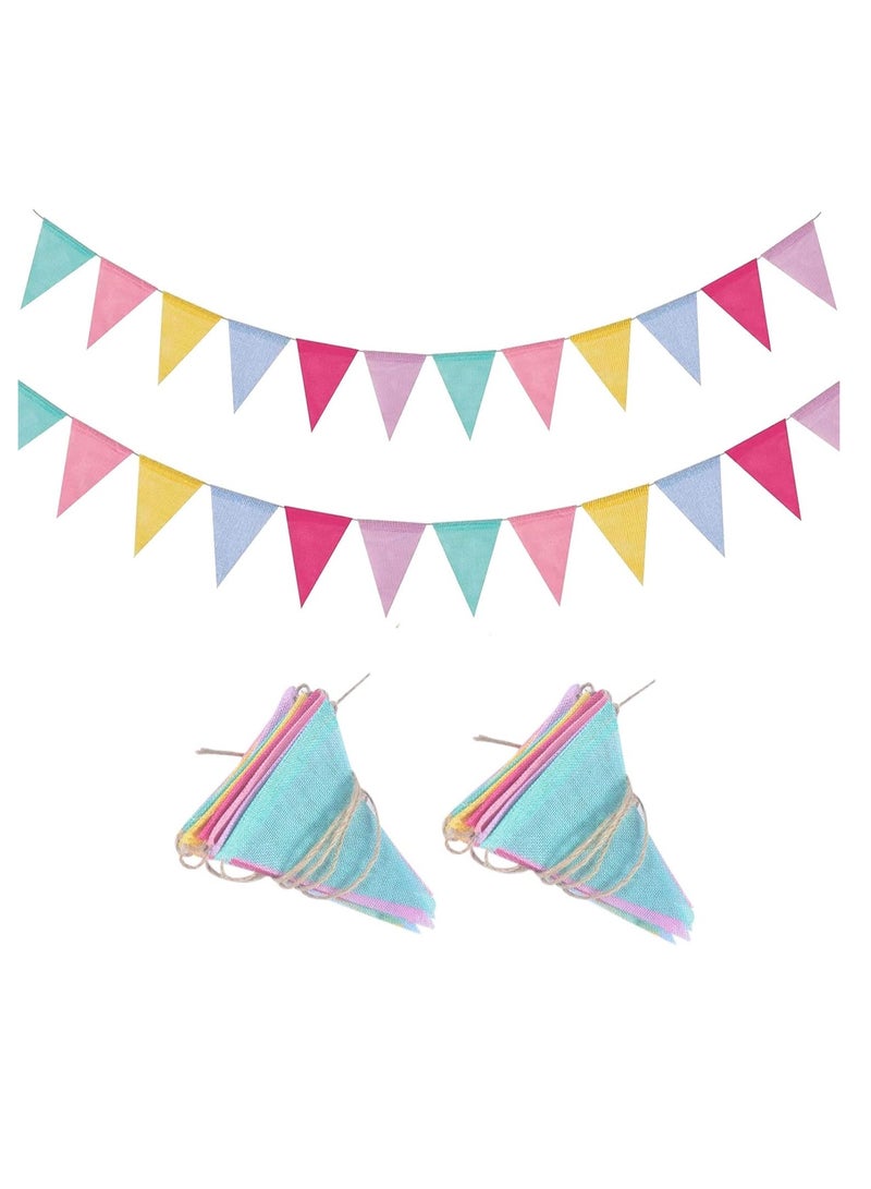 Pack of 2 Bunting Banner for Children's Room, Birthday, Party, Wedding, Decoration, Indoor, Outdoor (Each Set Contains 12 Flags in 6 Colours) - Image 1