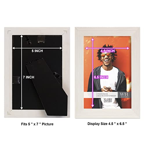 Renditions Gallery 5x7 inch Picture Frame Modern Style Wood Pattern and High Definition Glass Ready for Wall and Tabletop Photo Display, White Frame - Image 5