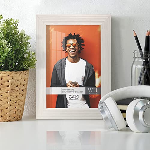 Renditions Gallery 5x7 inch Picture Frame Modern Style Wood Pattern and High Definition Glass Ready for Wall and Tabletop Photo Display, White Frame - Image 4