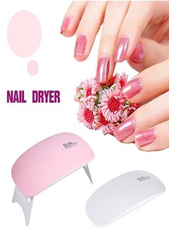 Salmue 2 Colors Nail Dryer Portable Nail Dryer Mini Compact Gel Nail Dryer Light Curing Led  Gel Nail Polishes Professionally Manicure Pedicure Gel Nail Starter Kit(Pink)  - Image 3