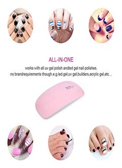 Salmue 2 Colors Nail Dryer Portable Nail Dryer Mini Compact Gel Nail Dryer Light Curing Led  Gel Nail Polishes Professionally Manicure Pedicure Gel Nail Starter Kit(Pink)  - Image 2