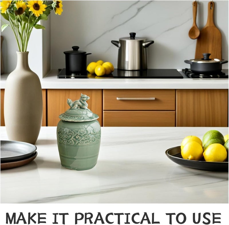 TIDTALEO Ceramic Tea Canister with Sealed Lid Chinese Style Porcelain Storage Jar Moisture-proof Tea Container for Home Kitchen - Image 3