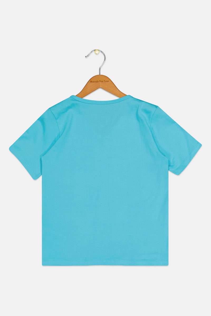 Reebok Kids Boy V Neck Short Sleeve Outdoor T-Shirt, Turquoise - Image 2