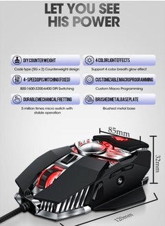 T-WOLF Essential Gaming Mouse: RGB Spectrum Backlit Ergonomic Mouse - 5 Programmable Buttons - Mechanical Switches - Backlight Modes up to 6400 DPI for Windows PC Gamers  - Image 2