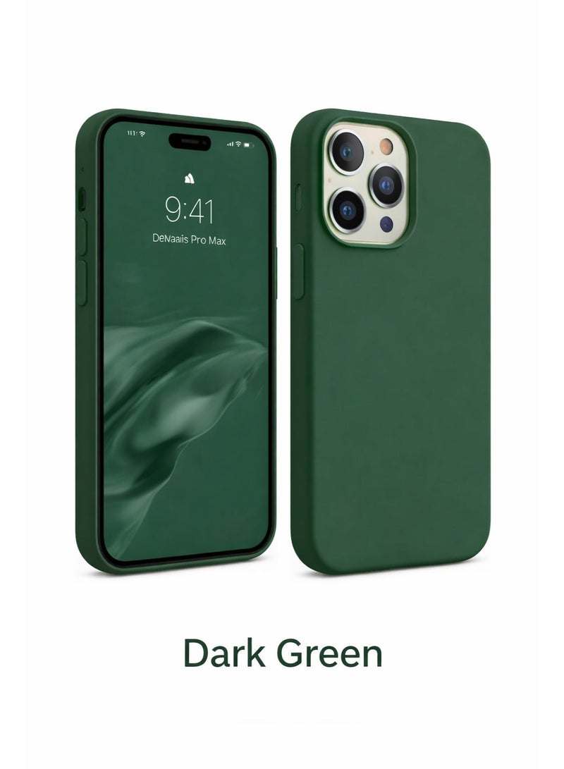 15 Pro Max Liquid Gel Silicone - Protective Cover with Microfiber Interior, Soft Silky Touch, Anti-Scratch, Thin Shockproof Cover - Green