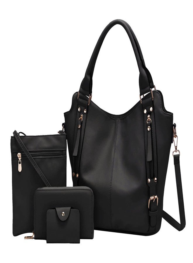 Soperwillton Purses for Women Large Shoulder Handbag Tote PU Leather Hobo Crossbody Bag Ladies Wallet Set 4pcs - Image 1