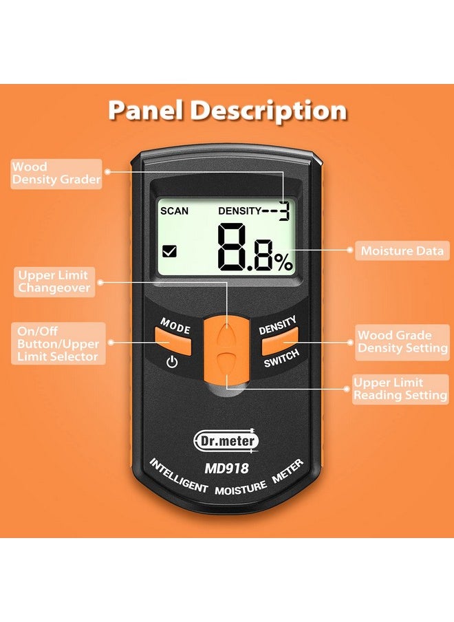 Dr.Meter Dr.meter Pinless Wood Moisture Meter, Upgraded Version Inductive Pinless Tools Intelligent Moisture Meter Digital Moisture Meter for Wood (Range 4% - 80% RH; Accuracy: 0.5%), MD918  - Image 3