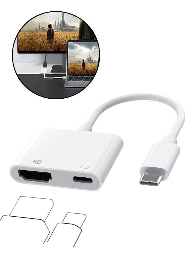محول USB-C إلى HDMI، محول Type-C إلى HDMI بدقة 4K، محول USB-C إلى HDMI للشحن السريع بقوة 100 واط، محول USB-C رقمي للصوت والفيديو، موصل مزامنة الشاشة لأجهزة iPhone 15/15 Pro/16/16 Pro وMacBook وS24 وDell - Image 3