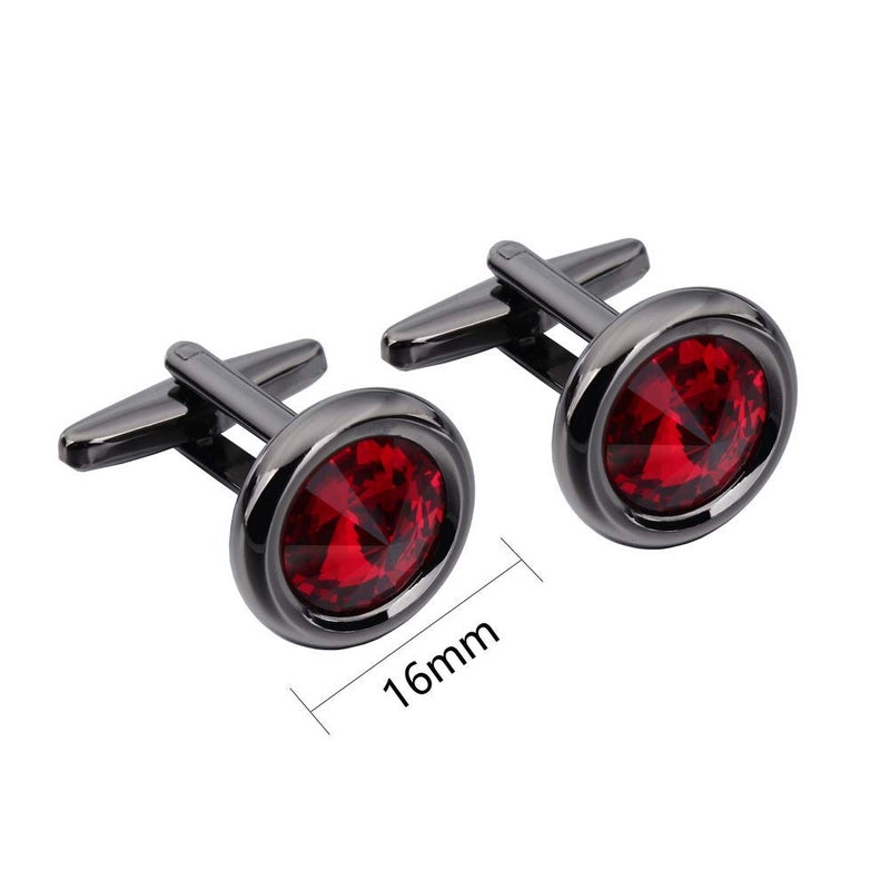 HAWSON Cufflinks Set for Men and Women with Swarovski Crystal Cuff Links for Formal Business Wedding Shirts in Gift Box (Gun and Red) - Image 3