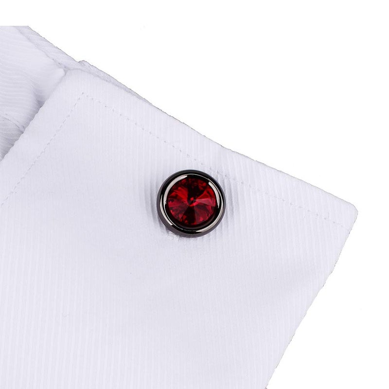 HAWSON Cufflinks Set for Men and Women with Swarovski Crystal Cuff Links for Formal Business Wedding Shirts in Gift Box (Gun and Red) - Image 2